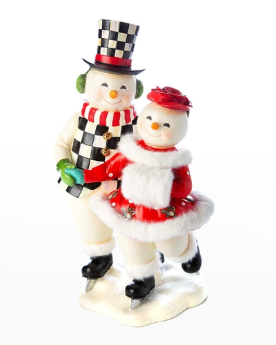 Mackenzie-childs Skating Snowman Couple Decorative Figurine