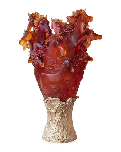 Daum Amber Cavalcade Prestige Horse Vase