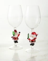 Neiman Marcus Figural Santa Wine Glasses, Set Of 2
