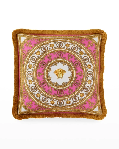Versace I Heart Baroque Decorative Pillow, 18" X 18" In Fucsia/white