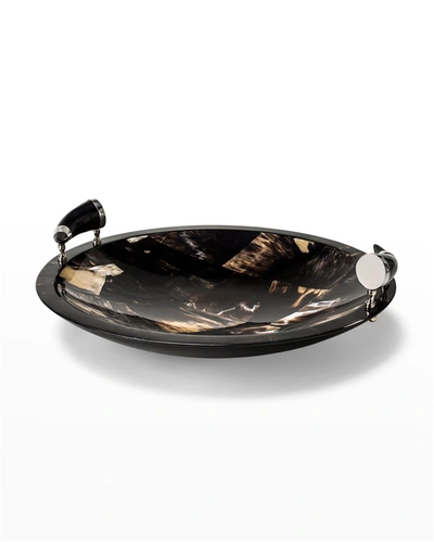 Ladorada Round Horn Veneer Platter With Horn Handles