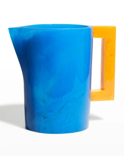 Lily Juliet Pearls Resin Pitcher, Blue/yellow