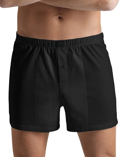 Hanro Men's Sporty Mercerized Cotton Boxers In Black