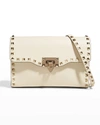 Valentino Garavani Small Rockstud Leather Shoulder Bag In Light Ivory