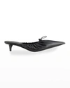 Balenciaga Ruched Drawstring Napa Kitten-heel Mules In Black