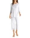 Hanro Moments Lace-trim Cropped Pajama Set In White
