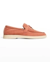 Loro Piana Summer Charms Walk Suede Loafers In Warm Plaster