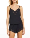 Eberjey Naya Lace-trimmed Stretch-modal Playsuit In Black