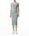 Alice And Olivia Leo Side Slit Midi Skirt In Sage