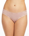 Fleur't Iconic Lace-trim Thong In Ash Rose
