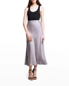 L Agence Clarisa Bias Cut Satin Skirt In Steeple Gray