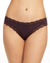 Fleur't Iconic Lace-trim Thong In Cocoa
