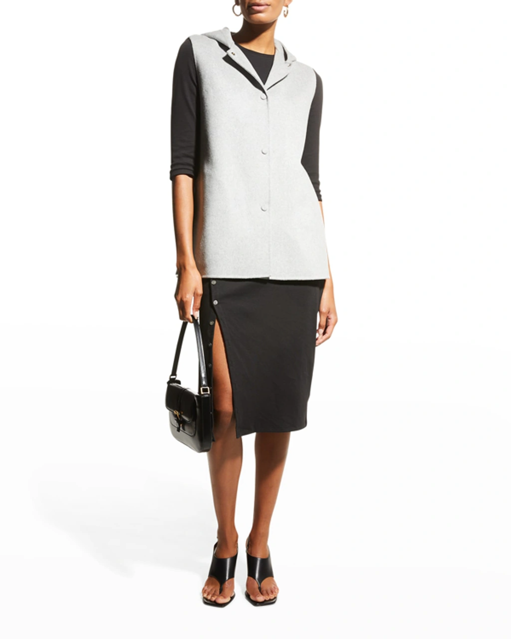 2022✨️Theory現行 Luxe New Divide Clairene Theory Clairene Luxe New Divide Vest In Melange Grey | ModeSens