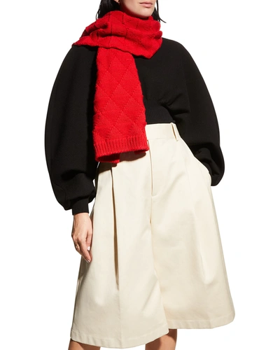 Bottega Veneta 格纹针织环绕式围巾 In Red