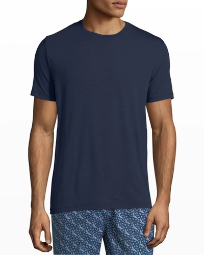 Derek Rose Jordan Crewneck Linen T-shirt In Navy