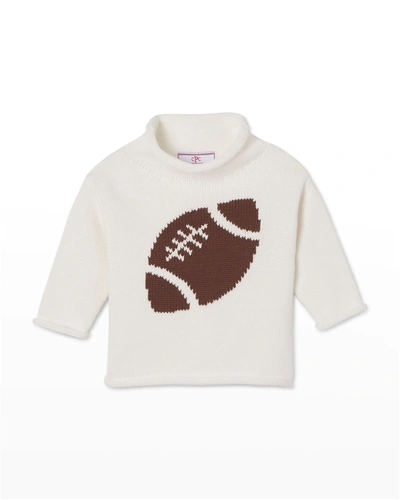 Classic Prep Childrenswear Kids' Boy's Fraser Football Intarsia Sweater In Cannoli Cream