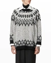 Valentino Crew Neck Wool Sweater  With Animal Print And Embroidery In Leopard/black