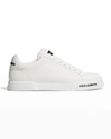 Dolce & Gabbana Leather Sneakers With Lateral Logo Patch In White