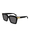 Bottega Veneta Grey Square Ladies Sunglasses Bv1005s 001 53 In Black