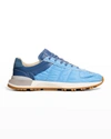 Maison Margiela Men's Evolution Quilted Mix-leather Runner Sneakers In Baby Blue