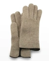 Portolano Honeycomb Stitched Cashmere Gloves In Light Nile Brown/