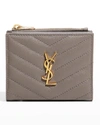 Saint Laurent Monogram Quilted Grain Wallet In Gray