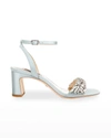 Badgley Mischka Marsha Block-heel Sandals In Mist Blue