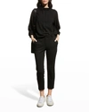 Theory Double Knit Jersey Slouchy Jogger Pants In Blacknavy