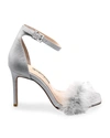 CHARLES DAVID ESQUIRE METALLIC FEATHER ANKLE-STRAP SANDALS,PROD245040369