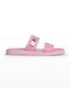 By Far 15mm Easy Leather Slide Sandals In Pink