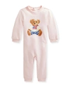 Polo Ralph Lauren Girl's Polar Bear Coverall In Delicate Pink