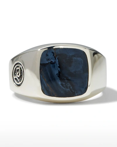 David Yurman Men's Exotic Stone Signet Ring In Silver, 14mm In Pietersite