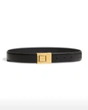 Saint Laurent Ysl Square Buckle Leather Belt In Black
