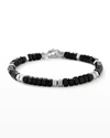 David Yurman Men's Spiritual Beads Sterling Silver & Onyx Hex Bracelet In Black
