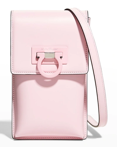 Ferragamo Trifolio Gancio Flap Vertical Crossbody Bag In Pink