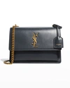 Saint Laurent Sunset Medium Monogram Ysl Chain Crossbody Bag In Dark Gray