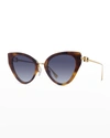 Fendi Iconic Baguette Acetate Cat-eye Sunglasses In Havana/brown