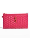 Saint Laurent Large Quilted Ysl Zip Wristlet In 5526 Fuxia Coutur