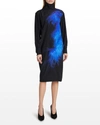 DRIES VAN NOTEN FEATHER-PRINTED SILK MIDI DRESS,PROD245560031