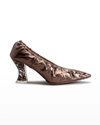 Bottega Veneta Metallic Ruched Transluscent-heel Pumps In Fondant