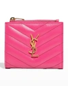 Saint Laurent Monogram Quilted Grain Wallet In Pink