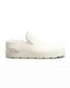 Bottega Veneta Rubber Shearling Cozy Mules In Sea Salt