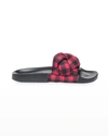 Bernardo Rylee Plaid Leather Sandal In Black/red