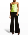 Alice And Olivia Harmon Drapey Slip Tank Top In Lime Punch