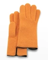 Portolano Honeycomb Stitched Cashmere Gloves In Persimmon/blk
