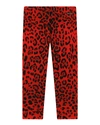 Dolce & Gabbana Girl's Cheetah-print Stretch Cotton Leggings In H793n Redbk Prt