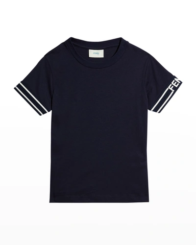 Fendi Black T-shirt For Kids With White Logo