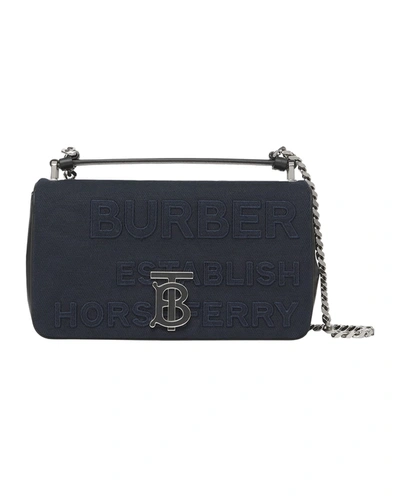 Burberry Lola Small Horseferry Embroidered Canvas Crossbody Bag In Navy