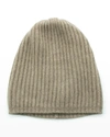 Portolano Slouchy Ribbed Cashmere Beanie In Nile Brown