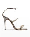 Alexandre Birman Lacy Embellished Strappy Heeled Sandals In Grafite/silver Crystal